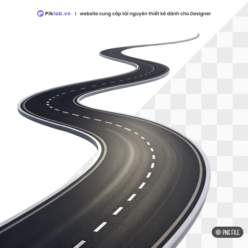 Design resource roadways 3D render with lines realistic abstract 3d road isolated on transparent background PNG con đường
